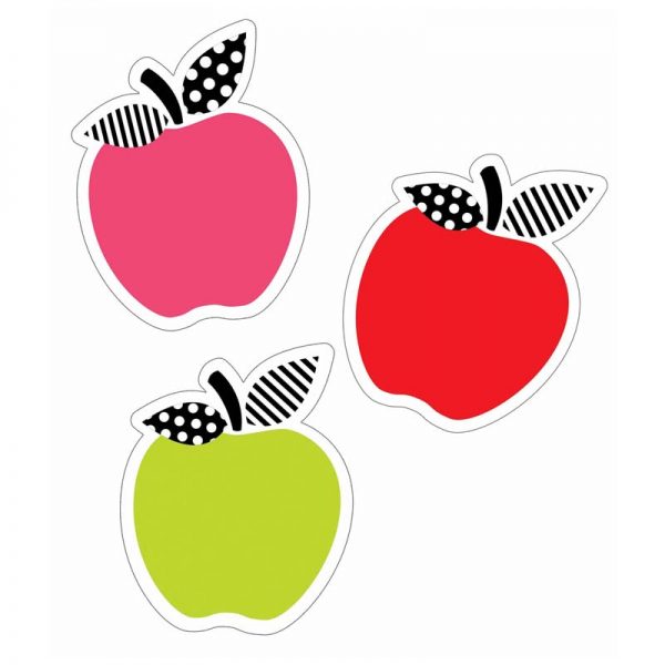 Schoolgirl Style™ Black, White & Stylish Brights Apples Mini Cut-Outs, Pack of 36