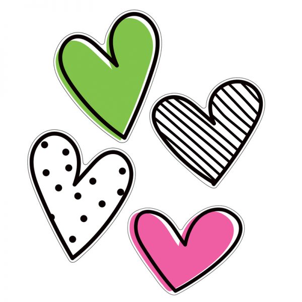 Carson Dellosa Education Kind Vibes Jumbo Doodle Hearts Cut-Outs, Pack of 12