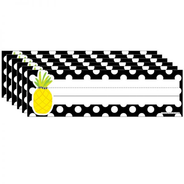 Schoolgirl Style™ Simply Stylish Tropical Pineapple Polka Dot Nameplates, 36 Per Pack, 6 Packs