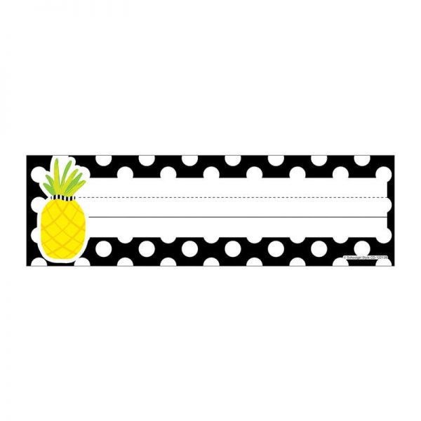 Schoolgirl Style™ Simply Stylish Tropical Pineapple Polka Dot Nameplates, Pack of 36