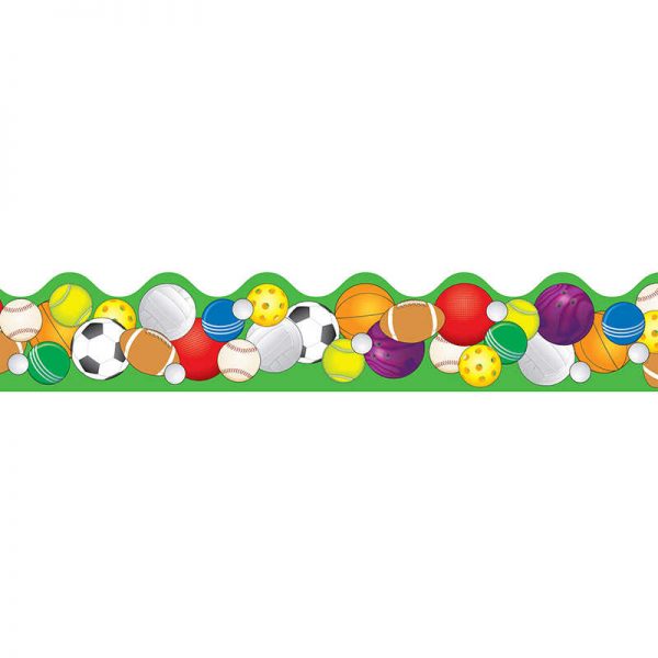 Carson Dellosa Education Sports Balls Scalloped Border, 39'