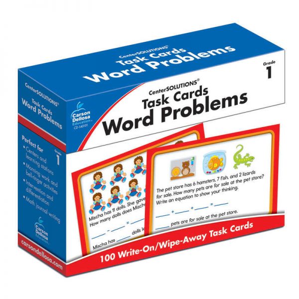 Carson Dellosa Education Word Problems Task Card, Grade 1, Pack of 100