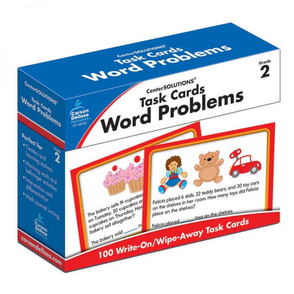 Carson Dellosa Education Word Problems Task Card, Grade 2, Pack of 100