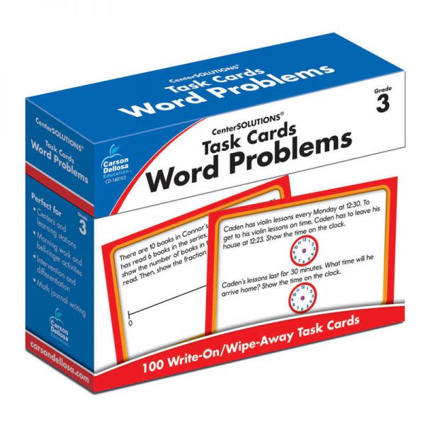 Carson Dellosa Education Word Problem Task Card, Grade 3, Pack of 100