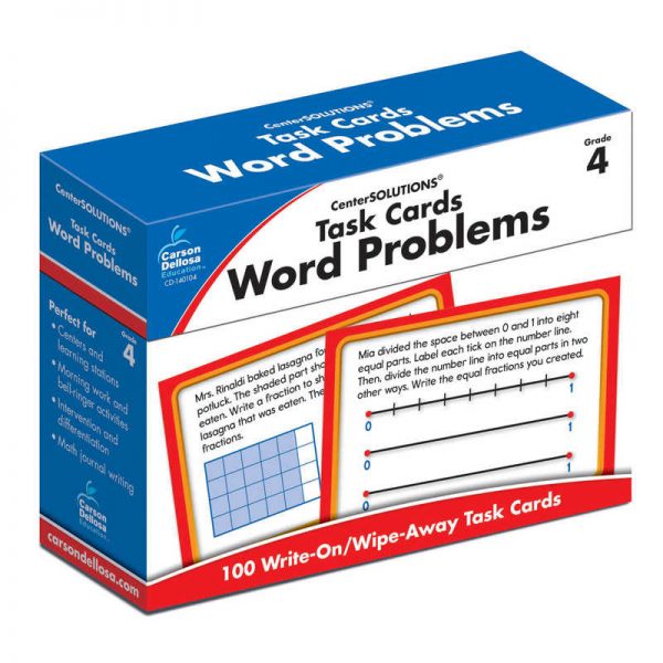 Carson Dellosa Education Word Problems Task Card, Grade 4, Pack of 100