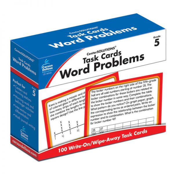 Carson Dellosa Education Word Problems Task Card, Grade 5, Pack of 100