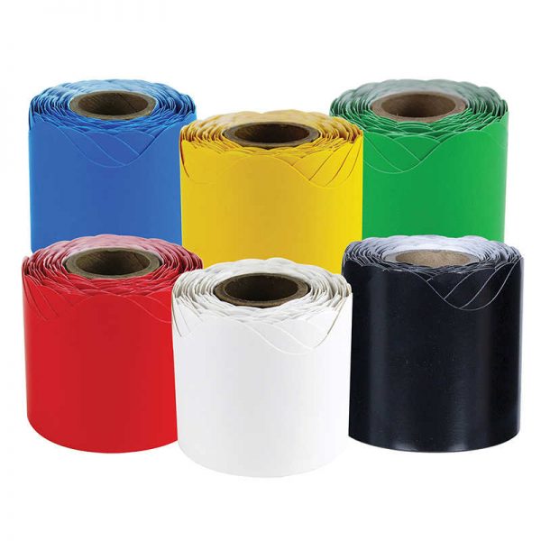 Carson Dellosa Education Rolled Scalloped Border, Primary Color Set, 6 Rolls