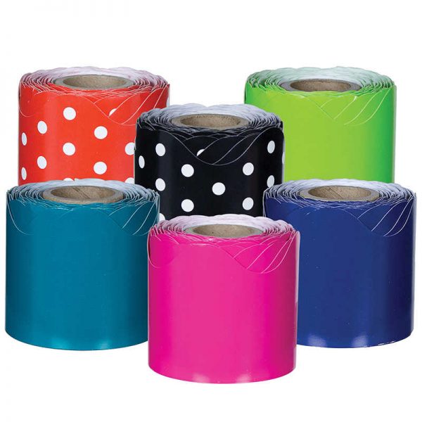 Carson Dellosa Education Rolled Scalloped Border Set, Assorted, 6 Rolls