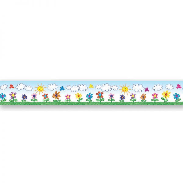 Carson Dellosa Education Flowers Kid-Drawn Border