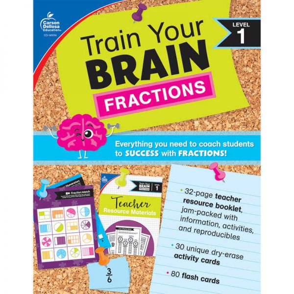 Carson Dellosa Education Train Your Brain: Fractions Level 1 Classroom Kit, Grade 2-4