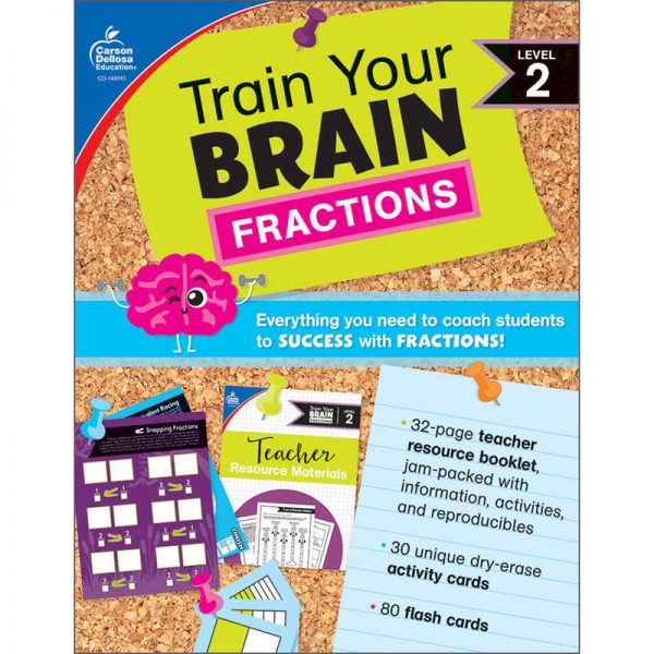 Carson Dellosa Education Train Your Brain: Fractions Level 2 Classroom Kit, Grade 3-5