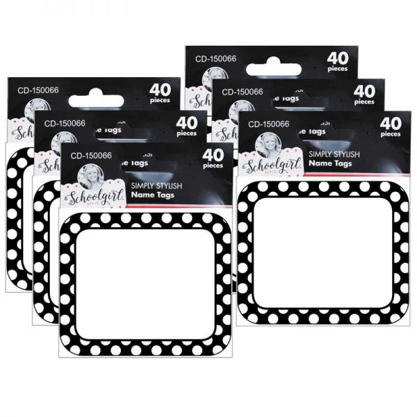 Schoolgirl Style™ Simply Stylish Name Tags, 3" x 2.5", 40 Per Pack, 6 Packs