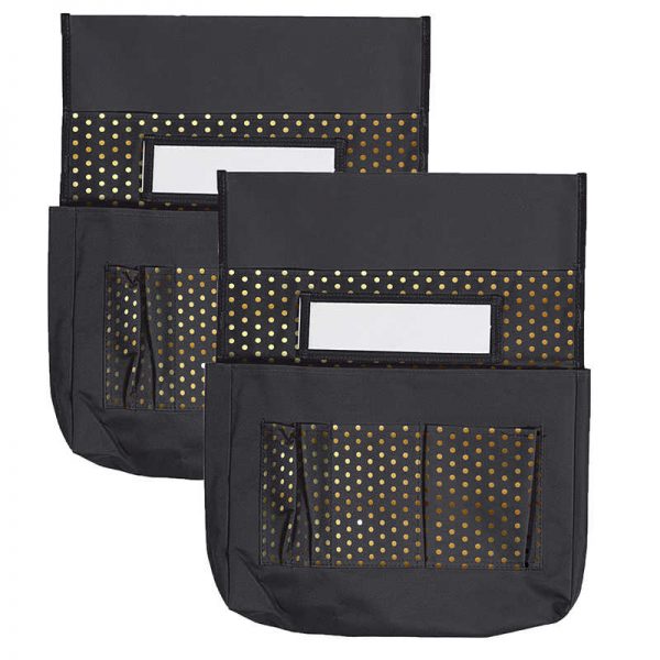 Carson Dellosa Education Chairback Buddy™: Black with Gold Polka Dots, Pack of 2