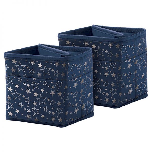 Carson Dellosa Education Tabletop Storage: Navy with Silver Stars, Pack of 2
