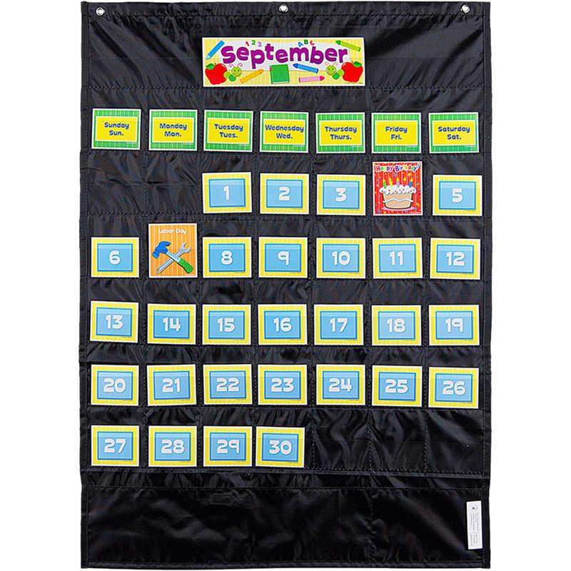 Carson Dellosa Education Deluxe Calendar Pocket Chart, Black