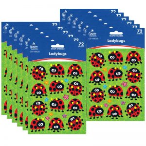 Carson Dellosa Education Ladybugs Shape Stickers, 72 Per Pack, 12 Packs