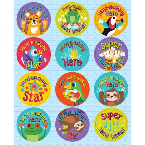Carson Dellosa Education One World Hooray for Handwashing Shape Stickers, Pack of 72