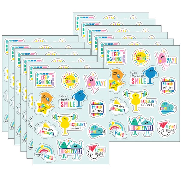 Carson Dellosa Education Happy Place Motivators Motivational Stickers, 72 Per Pack, 12 Packs