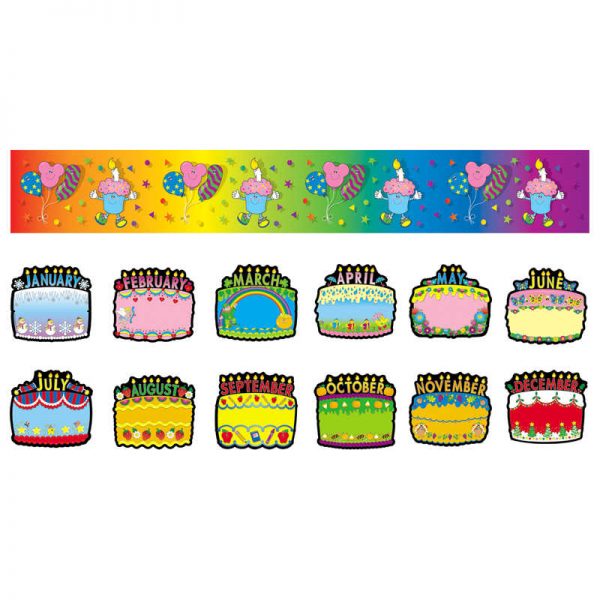Carson Dellosa Education Birthday Cakes Bulletin Board Set