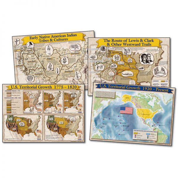 Mark Twain Media Historical Maps of the United States Bulletin Board Set, 7 Pieces