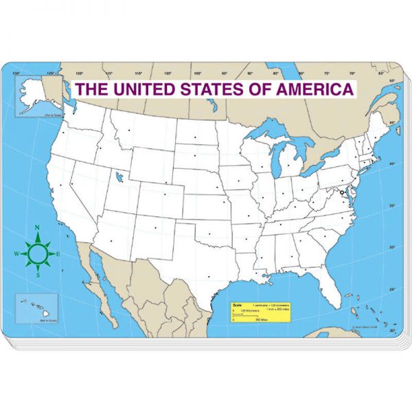 Carson Dellosa Education U.S. Map Blank Jumbo Pad, 30 Sheets, Grade PK-5