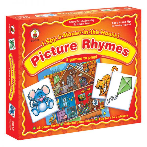 Carson Dellosa Education I Spy a Mouse in the House! Picture Rhymes Board Game, Grade PK-1