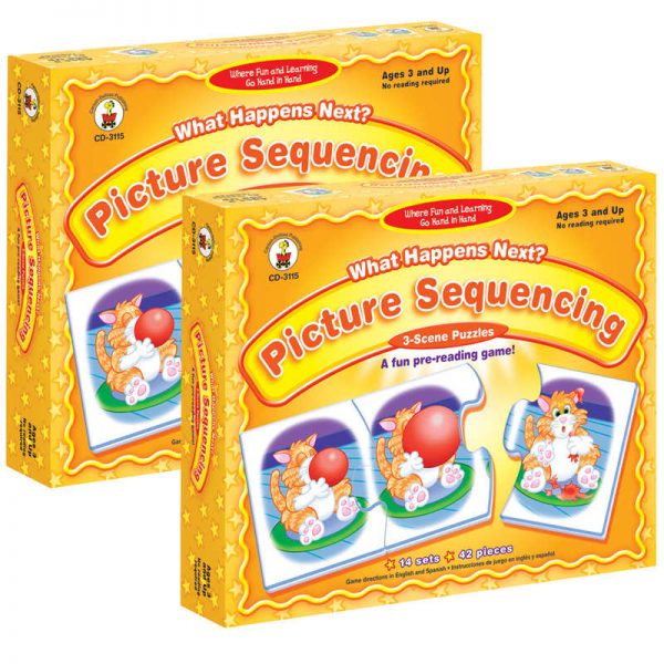 Carson Dellosa Education What Happens Next? Picture Sequencing Puzzle Game, Grade PK-K, Pack of 2