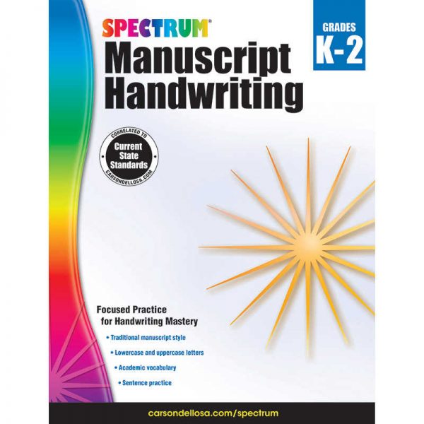 Spectrum® Manuscript Handwriting Workbook, Grade K-2, Paperback