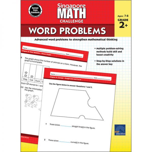 Carson Dellosa Education Singapore Math Challenge Word Problems, Grades 2-5