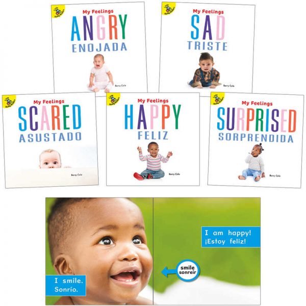 Little Ready Readers My Feelings Bilingual Board Books, Set of 5