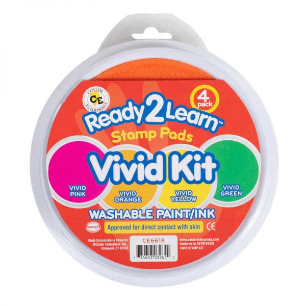 Ready 2 Learn® Jumbo Circular Washable Stamp Pads, Vivid Colors, Set of 4