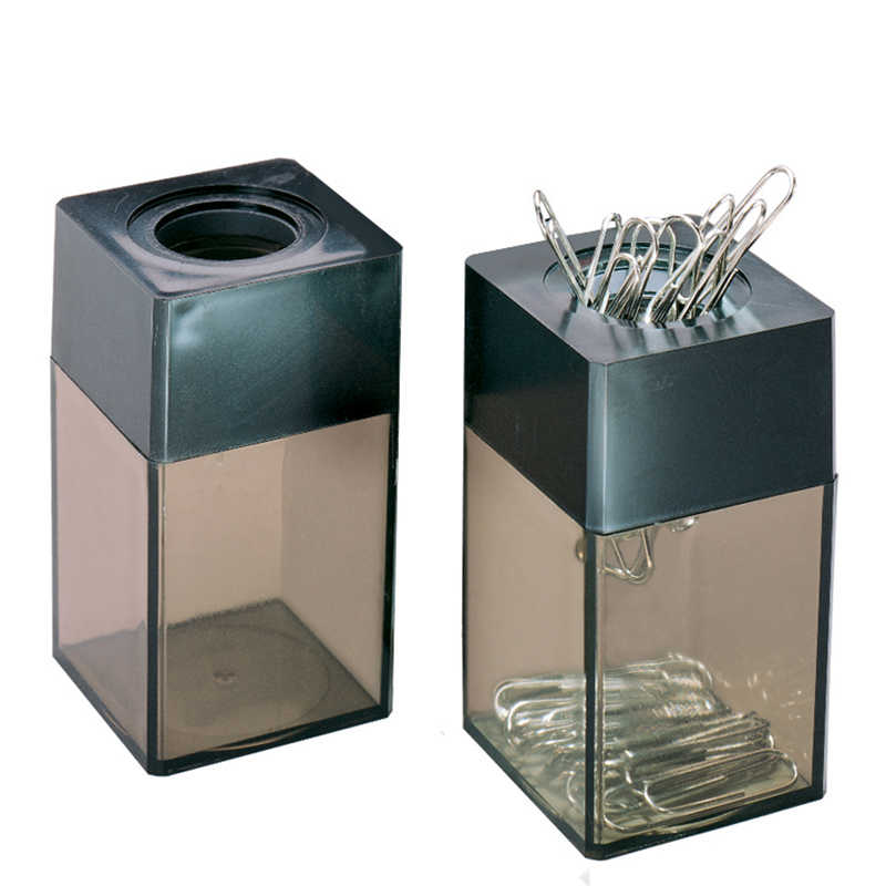 Charles Leonard Transparent Paper Clip Dispenser with Magnetic Top, Small, Black/Smoke, Pack of 12