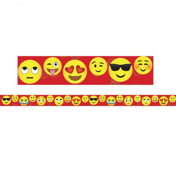 Charles Leonard Magnetic Straight Borders/Trims, 1.5" x 24", Emoji Theme, Pack of 12