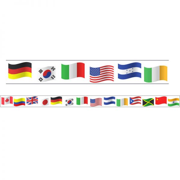 Charles Leonard Borders/Trims, Magnetic, Rectangle Cut - 1-1/2" x 24", World Flags Theme, 24' per Pack, 2 Packs