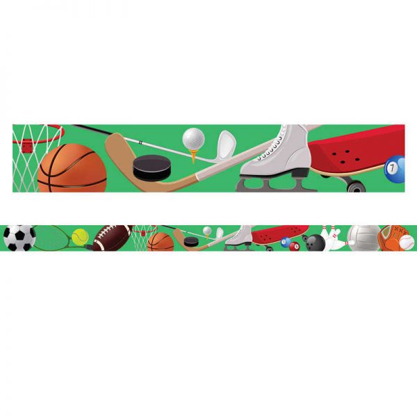 Charles Leonard Magnetic Straight Borders/Trims, 1.5" x 24", Sports Theme, Pack of 12