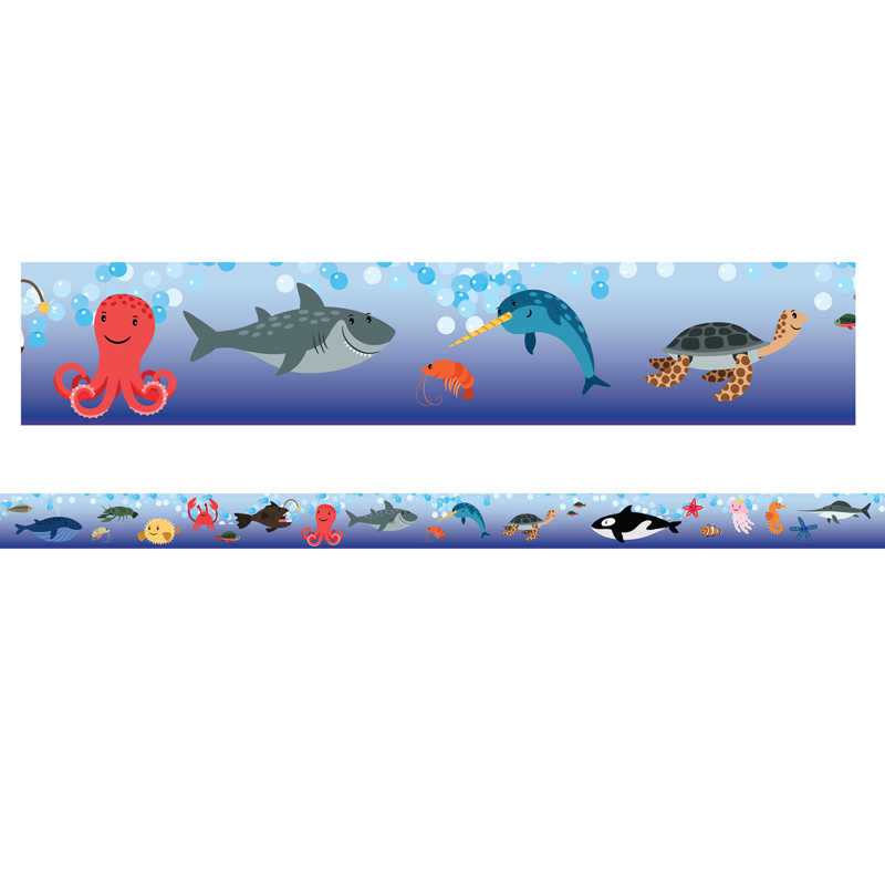 Charles Leonard Borders/Trims, Magnetic, Rectangle Cut - 1-1/2" x 24", Sea Life Theme, 24' per Pack, 2 Packs
