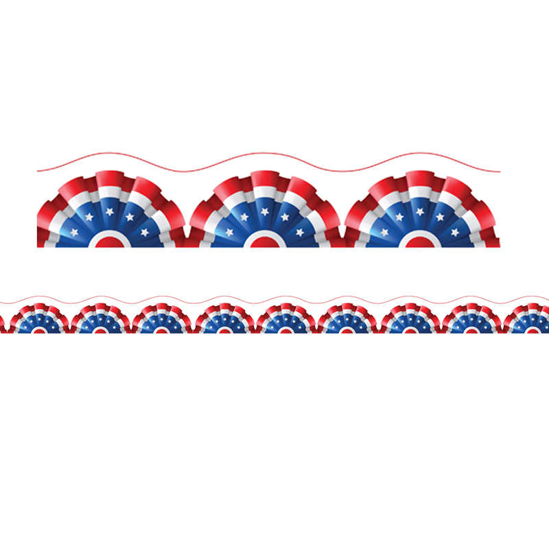 Charles Leonard Borders/Trims, Magnetic, Scallop Cut - 1-1/2" x 24", Patriotic Theme, 24' per Pack, 2 Packs