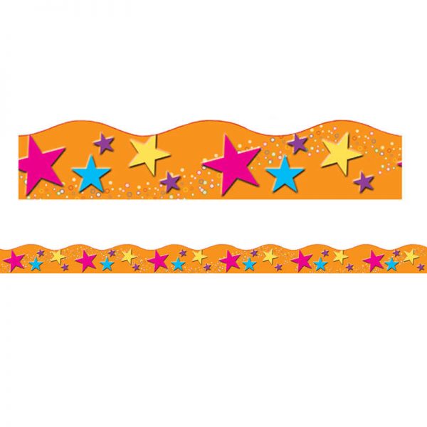 Charles Leonard Magnetic Scallop Borders/Trims, 1.5" x 24", Star Theme, Pack of 12