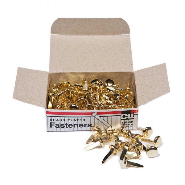 Charles Leonard Fasteners, Round Head, Brass Plated, 1/2 Inch Shank, 8 mm Head, 100/Pack
