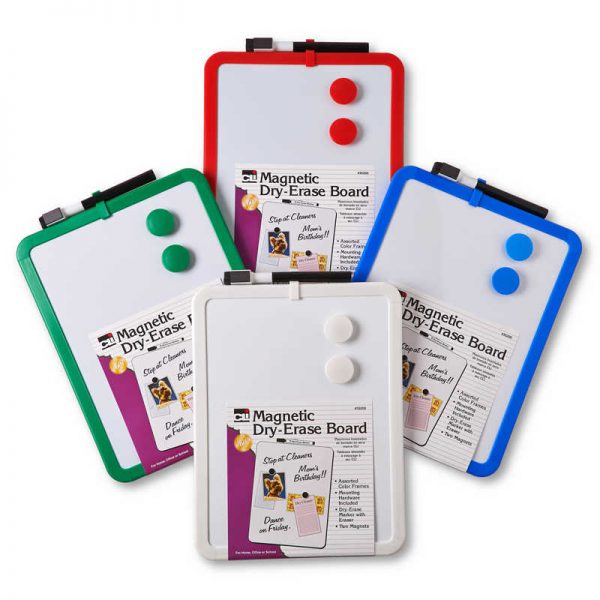 Charles Leonard Framed Magnetic Dry Erase Board with Marker & Magnets, Assorted Colors, 8.5" x 11"