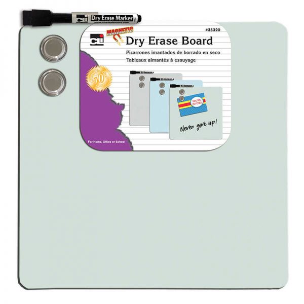 Charles Leonard Magnetic Dry Erase Board with Marker & Magnets, Unframed, 11.5" x 11.5", Pack of 6