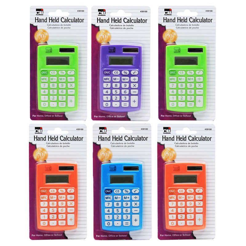 Charles Leonard Primary Calculator Single 8 Digit Display, Pack of 6