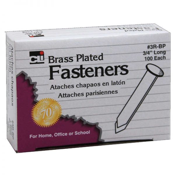 Charles Leonard Fasteners, Round Head, Brass Plated, 3/4 Inch Shank, 8 mm Head, 100/Pack