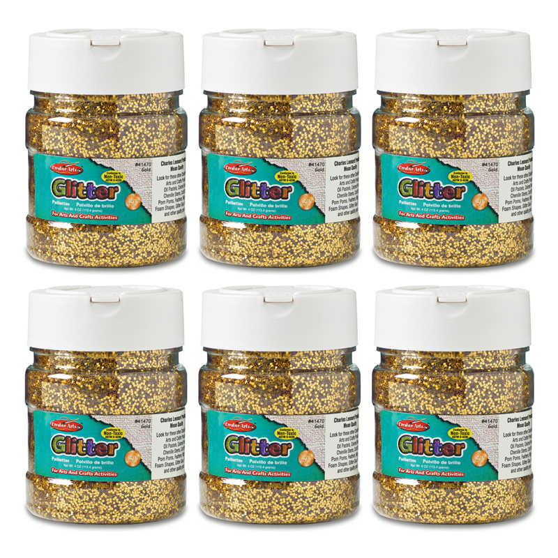 Charles Leonard Creative Arts™ Gold Glitter 4 oz. Jar, Pack of 6