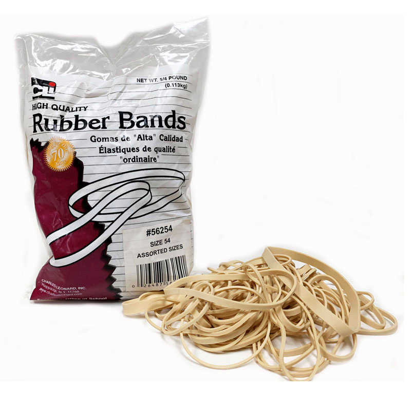 Charles Leonard Rubber Bands, Assorted Sizes, 1/4 lb. Bag