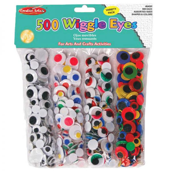 Charles Leonard Creative Arts Wiggle Eyes Classpack, Assorted Sizes & Colors, Pack of 500