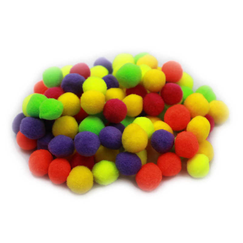 Charles Leonard Pom-Poms, 1/2", Hot Colors, 100 Per Pack, 12 Packs