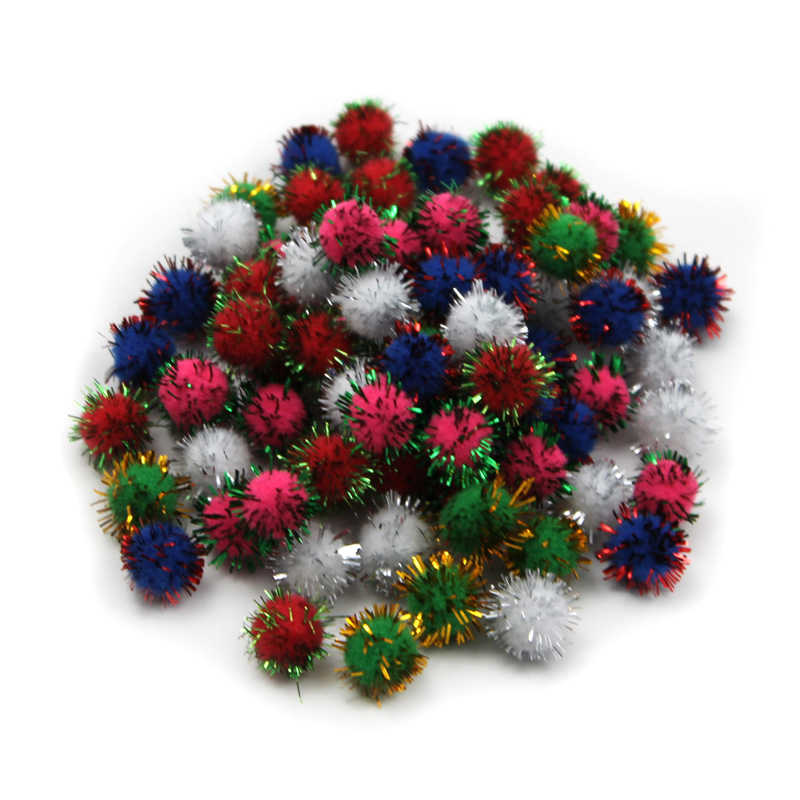 Charles Leonard Pom-Poms 1/2", Assorted Glitter Colors, 80 Per Pack, 12 Packs