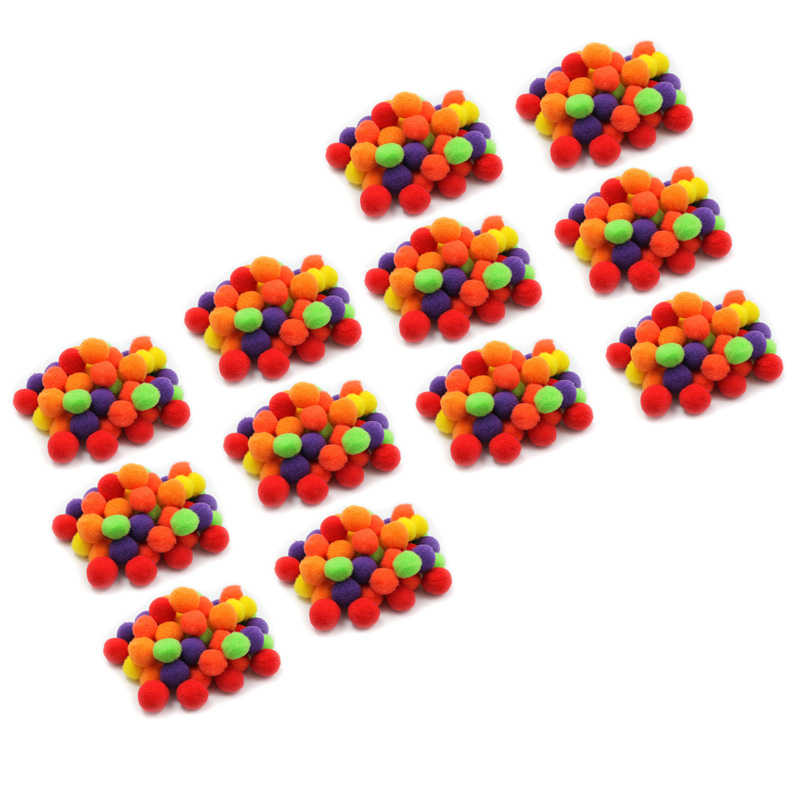 Charles Leonard Pom-Poms 1", Assorted Hot Colors, 50 Per Pack, 12 Packs