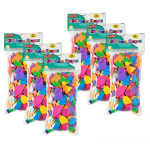 Charles Leonard Foam Shapes, Assorted Colors, 720 Per Pack, 6 Packs